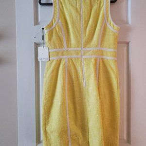 New with tags-Yellow with White Calvin Klein Dress size 10